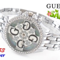 ( SALE ) Jam Tangan Wanita Branded Impor Guess 7153 Super Perak Silver