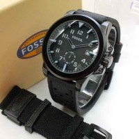 Jam Tangan Pria Fossil Detik Bawah Paket Kulit Hitam Abu