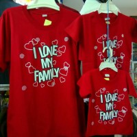Jual kaos kembaran anak dewasa tshirt couple i love family cinta keluarga Murah
