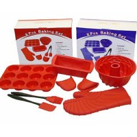 Jual 8in1 Set Silikon Loyang Muffin Bulat Loaf Pan Sarung Tangan Oven Mitt Murah
