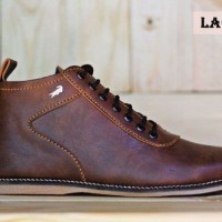 sepatu midboot pria kantoran lacoste chukka coklat