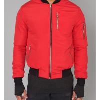 Jual Jaket Taslan Waterproof / Baseball Varsity Black Red Murah