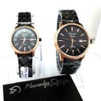 jam tangan alexandre christie 8476 black gold couple original