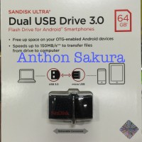Jual SanDisk Ultra Dual USB Drive 3.0 OTG 64GB Garansi Resmi Original Murah