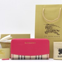 Dompet Burberry Haymarket Check Ziparound Pink PB269