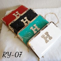 Dompet /Tas /Clutch Pesta Cewek Wanita Kulit Import Glossy Logo Hermes