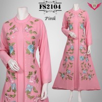 baju muslim idul fitri pink model terbaru 2016, baju gamis modern.