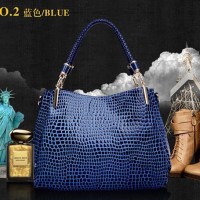 CT424BAZ Tas Fashion Import Croco Glossy 3 Ruang - Blue