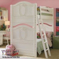 Tempat Tidur Anak Tingkat Modern Ranjang 2 Susun Kayu Mahoni