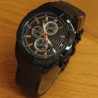 Jam tangan pria Seiko chrono dark brown leather kw super