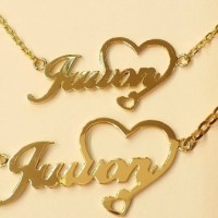 Jual Kalung Nama Lapis Emas Love / Hati / Vintage / Korea Murah