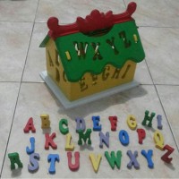 Jual Mainan Kayu Edukatif Cat Non Toxic Bogor - Rumah Sortasi Alphabet Murah