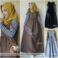 gamis katun jeans : casila dress ori / noela flower dress