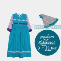 Baju muslim anak gamis hijau tosca