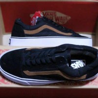 Sepatu vans oldskool hitam list coklat