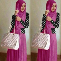 DN Shiren polka hijab pink maxi+blezer L606