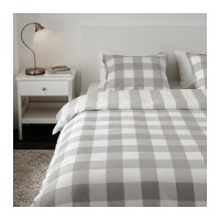 Jual IKEA EMMIE RUTA Sarung quilt 4 bantal guling motif kotak abu putih 220 Murah