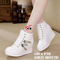 Sepatu Kets White Putih black Silver Keren Murah Wedges Platform Unik