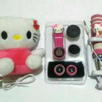 paket karakter hellokitty termurah powerbank lensa fisheye tongsis