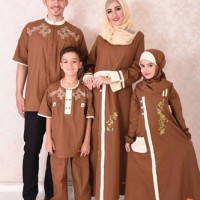 Sarimbit Keluarga 38 Nibras Baju Muslim Family bhan Katun Twill Coklat