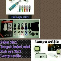 Jual paket tongsis kabel mini fish eye 3in1 lampu selfie Murah