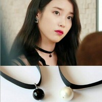 Jual KALUNG KOREA CHOKER VELVET PEARL Murah