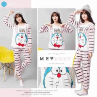 Jual Setelan Piyama Doraemon Pinky Stripe Murah