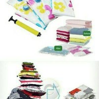 Jual Vacuum Bag Set Isi 6 + Pompa Tas Vakum Penyimpanan Pakaian Praktis Murah