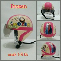 Helm Anak Chip Retro Motif Frozen Crem Pink