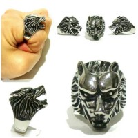 Cincin Wolf Serigala Gigi Taring Pisau Titanium Fight Ring