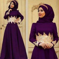 Baju Muslim Maxi Cassandra Purple Set Hijab