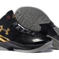 Sepatu basket under armour curry 2 black gold