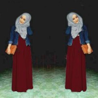 Baju Wanita Muslim Jeans Levis Warna Merah maroon Hijab Gamis Muslimah