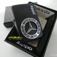 Jual korek zippo black matte custom emblem mercedes benz silver Murah