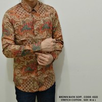 KEMEJA BATIK PANJANG FORMAL WARNA COKLAT SOFT COWOK PRIA