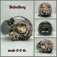 Helm Anak Bogo Retro Motif Boboboi Hitam Ungu