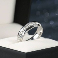 Cincin Couple Silver Zirkon Permata Wedding Ring Titanium