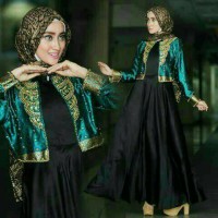 Dress Satin Dian Pelangi Black Tosca