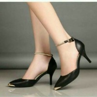 Jual Sepatu Sandal High Heels Wanita Pantofel Hitam SDH34 Murah