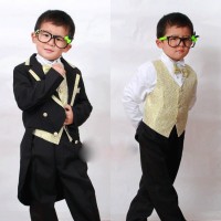 Jas anak laki tuxedo hitam+gold , celana, rompi, dasi, ikat pinggang