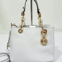 JUAL TAS MICHAEL KORS CYNTHIA SMALL WHITE ORIGINAL ASLI