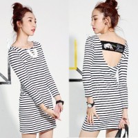 Jual 892021 BAJU DINNER CANTIK GARIS SALUR STRIPED LOW BACK LONGSLEEVE ZARA Murah