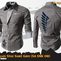 Jual SNK Kamikaze Style Shirt Grey (Attack On Titan SA SNK 08) Murah