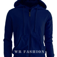 Jual Jaket Sweater Polos Hoodie Zipper Biru Navy Murah