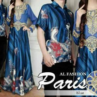 Couple Batik Sutra Paris Blue / Pakaian / Baju Muslim / Baju Gamis