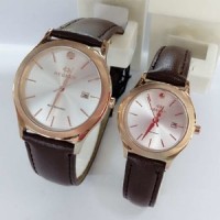 Jam Tangan Hegner 317 Brown Gold White Couple Original