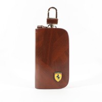 Jual GANTUNGAN KUNCI MOTOR MOBIL IMPORT KULIT ASLI FERRARI GK 08 BROWN Murah