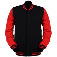 Jaket / Sweater Baseball Varsity Basic Polos - Hitam - Merah