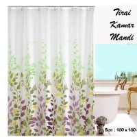 Jual Tirai Kamar Mandi anti air Daun Warna Warni Murah