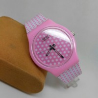 jam tangan fashion swatch rubber volcadote pink include box